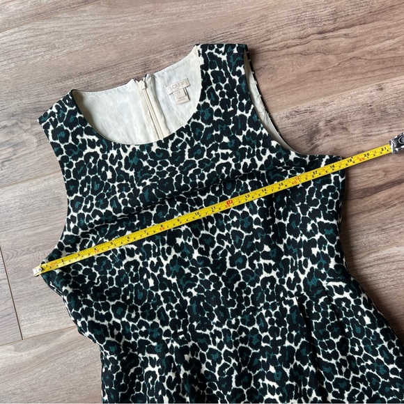 J.Crew cotton sheath dress sleeveless black, cream & green leopard print size 6 - Picture 10 of 12